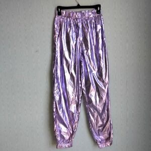 Womens Small Metallic Iridescent Unicorn High‎ Waist Jogger Pants Festival Rave